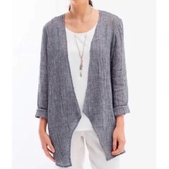 J Jill Pure Jill Linen Waterfall Cardigan Small Coastal - Picture 1 of 12